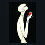 Póster Art Deco vintage ~ Villemot para Campari 1977<br><div class="desc">Sorprendente imagen en blanco y negro de una mujer que delicadamente muestra un vaso de licor de Compari en su elegante mano - una infusión de rojo con hierbas y fruta en alcohol y agua. El anuncio de arte original fue creado por Bernard Villemot para Compari, c. 1977. Un regalo...</div>