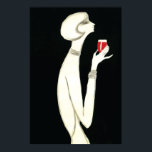 Póster Art Deco vintage ~ Villemot para Campari 1977<br><div class="desc">Sorprendente imagen en blanco y negro de una mujer que delicadamente muestra un vaso de licor de Compari en su elegante mano - una infusión de rojo con hierbas y fruta en alcohol y agua. El anuncio de arte original fue creado por Bernard Villemot para Compari, c. 1977. Un regalo...</div>