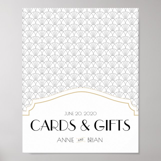 Póster Art Deco Welcome Cards & Gifts Wedding Sign (Frente)