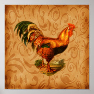 Póster Art For The Kitchen Ornate Rustic Rooster