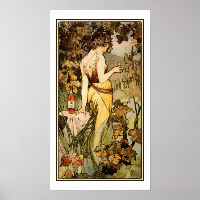 Póster Art Nouveau Alfons Mucha, coñac 10" x 18" (Frente)