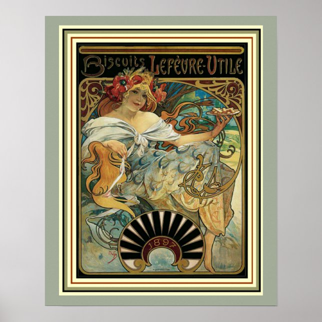 Póster Art Nouveau Alphonse Mucha Ad Poster 16 x 20 (Frente)