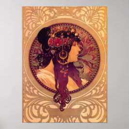 Póster Art Nouveau Alphonse Mucha Donna Mujer elegante
