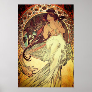 Póster Art Nouveau Alphonse Mucha elegante mujer cosecha