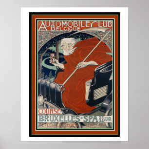 Póster Art Nouveau Automobile Club Poster 16 x 20