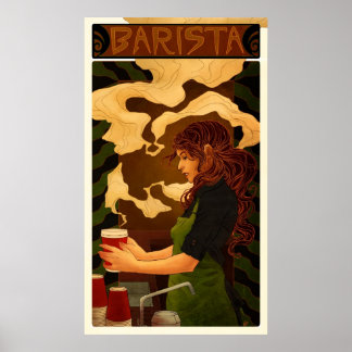 Póster Art Nouveau Barista (poster/impreso)