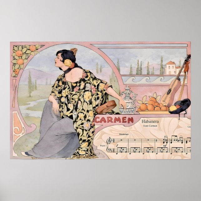 Póster Art Nouveau Carmen Habanera Print – Vintage Opera  (Frente)