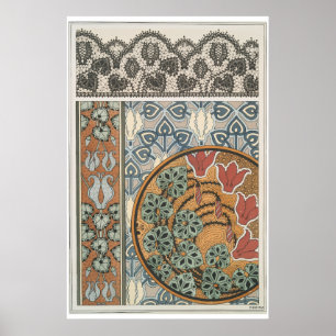 Póster Art nouveau Cyclamen floral Eugene Grasset elegant