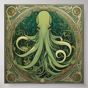 Póster Art Nouveau de Cthulhu
