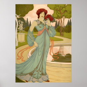 Póster Art Nouveau Decoration Belle au Parc 