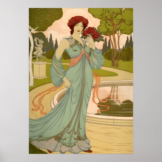 Póster Art Nouveau Decoration Belle au Parc  (Frente)