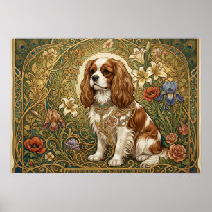 Póster Art Nouveau del Cavalier King Charles Spani