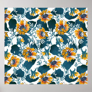 Póster Art Nouveau, estampado floral.