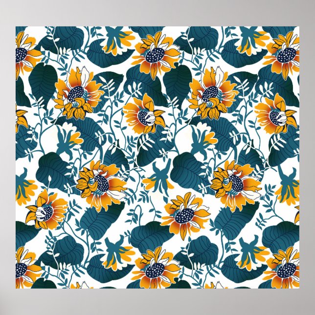 Póster Art Nouveau, estampado floral. (Frente)