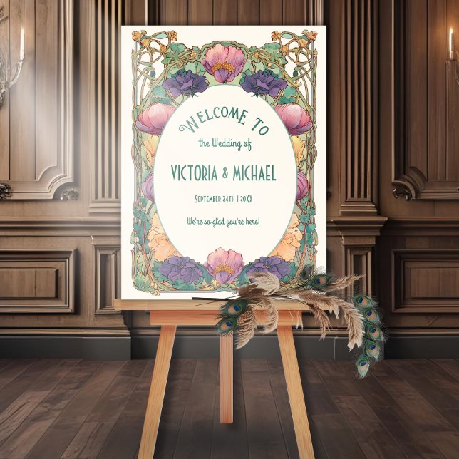 Póster Art Nouveau Floral Wedding Welcome Sign (Subido por el creador)