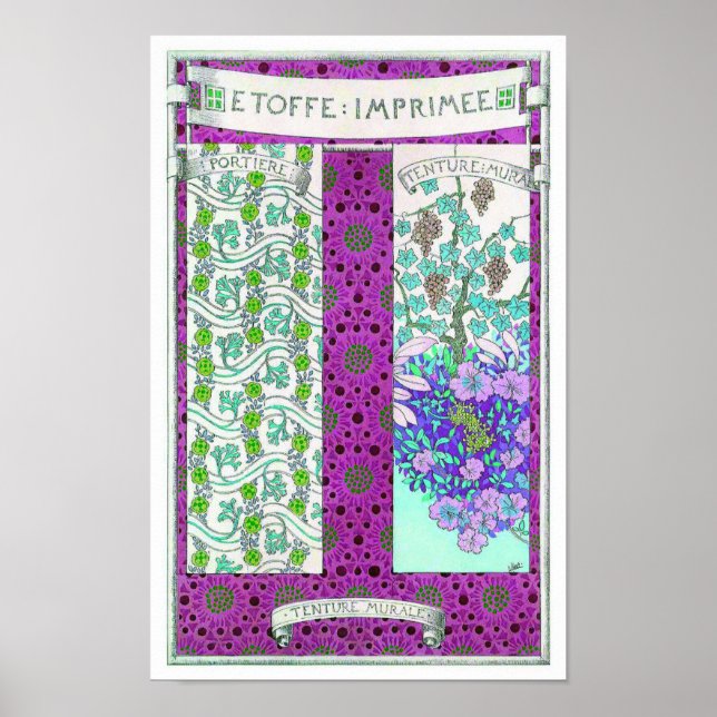 Póster Art Nouveau Grapevine floral vintage (Frente)