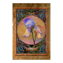 Art Nouveau Irises in a Coppery Mucha Frame
