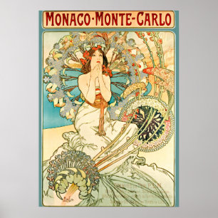 Póster Art Nouveau Monaco Monte Carlo por Alphonse Mucha