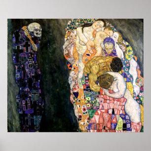 Póster Art Nouveau Muerte y Vida por Gustav Klimt