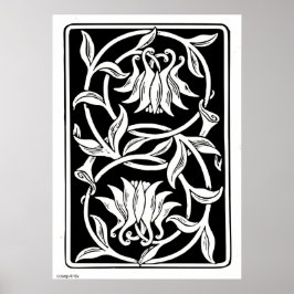 Póster Art Nouveau mural flores silhouette poster