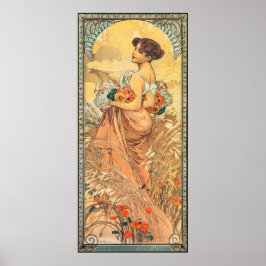 Póster  Art Nouveau Painting of Summer by Alphonse Mucha 