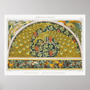 Póster Art nouveau pavos animales vides verneuil