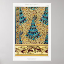 Art nouveau peacock textil deco verneuil azul