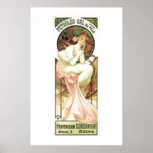 Póster Art nouveau Petróleo gal Madrid alphonse mucha