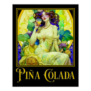 Póster Art Nouveau Pina Colada