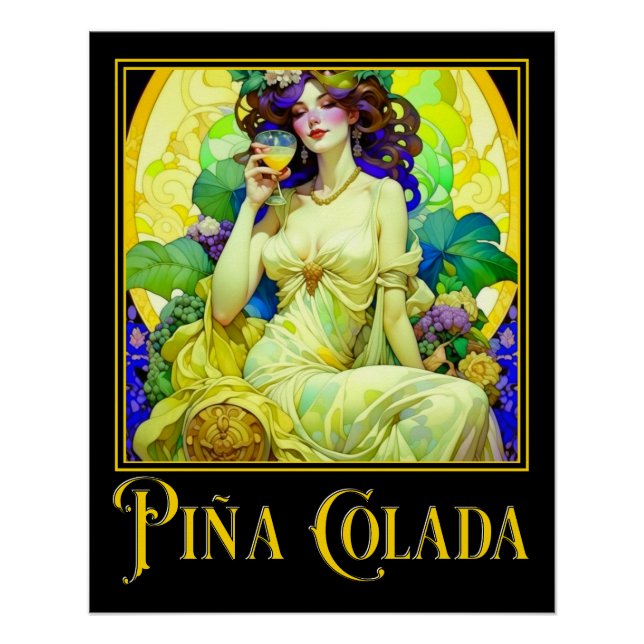Póster Art Nouveau Pina Colada (Anverso)