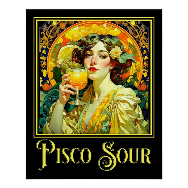 Póster Art Nouveau Pisco Sour (Anverso)