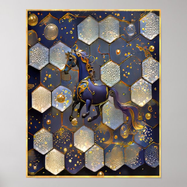 Póster Art Nouveau Purple Gold Fantasy Horario de diseño (Frente)