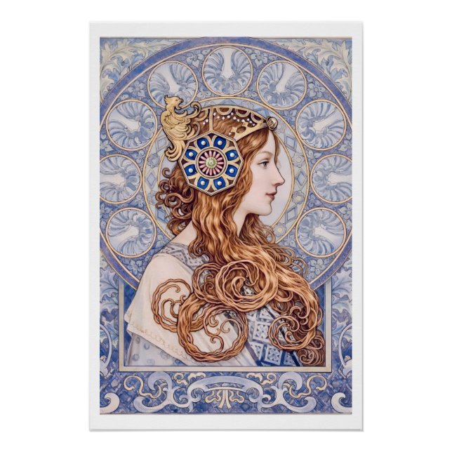Póster Art Nouveau Queen Portrait (Anverso)