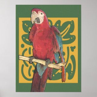 Póster Art Nouveau Scarlet Parrot