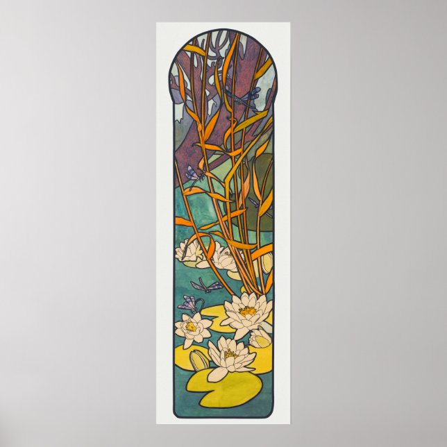 Póster Art Nouveau Stained Glass Alphonse Mucha (Frente)