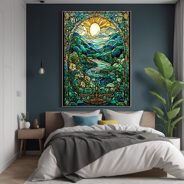 Póster Art Nouveau Stained Glass Sunrise Art (Subido por el creador)