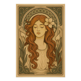 Póster Art Nouveau Style Women Art