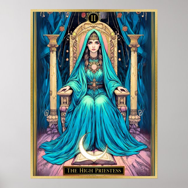 Póster Art Nouveau Tarot, la alta sacerdotisa (Frente)