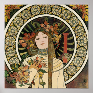 Póster Art Nouveau Trappistine Mucha Art