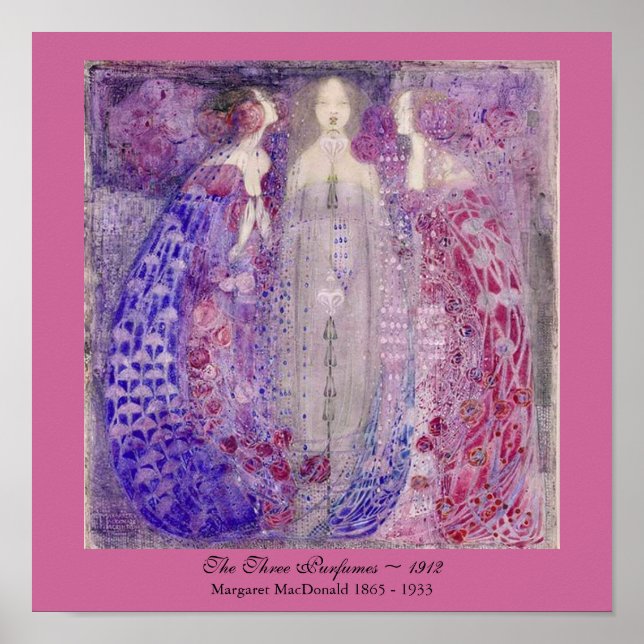 Póster Art Nouveau Tres Perfumes Margaret MacDonald 1912 (Frente)