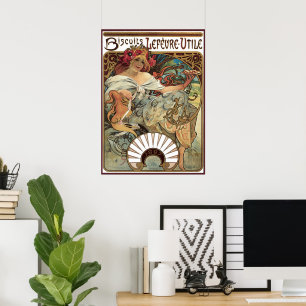 Póster Art Nouveau victoriano vintage de Alphonse Mucha