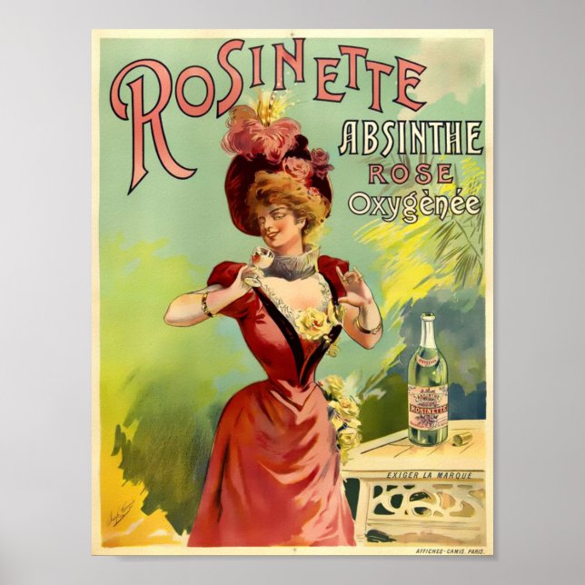 Póster Art Nouveau vintage Absinthe Rosinette (Frente)