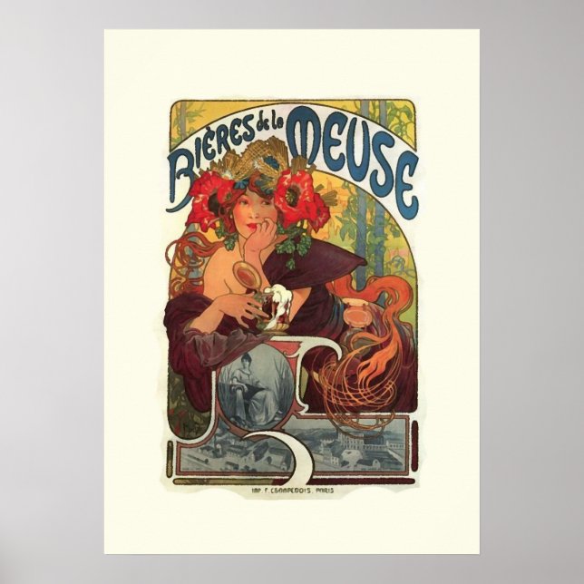 Póster Art Nouveau vintage Alphonse Mucha (Frente)