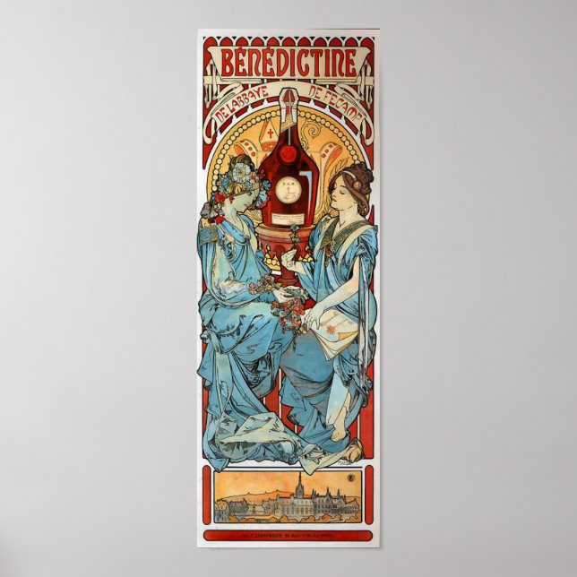 Póster Art Nouveau vintage Benedictina 1898 Mucha (Frente)
