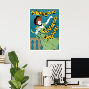 Póster Art Nouveau vintage, danza Livorno Senorita