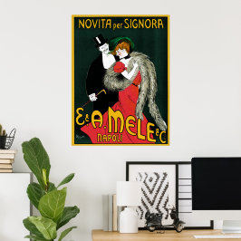 Póster Art Nouveau vintage, estilo italiano amor romántic