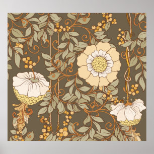 Póster Art Nouveau: Vintage floral decorativo.