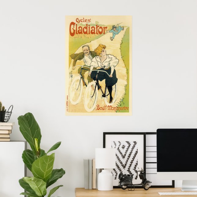 Póster Art Nouveau vintage, gladiador ciclo bicicletas (Oficina en casa)