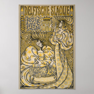 Póster Art Nouveau vintage Jugend Delftsche Slaolie 1894