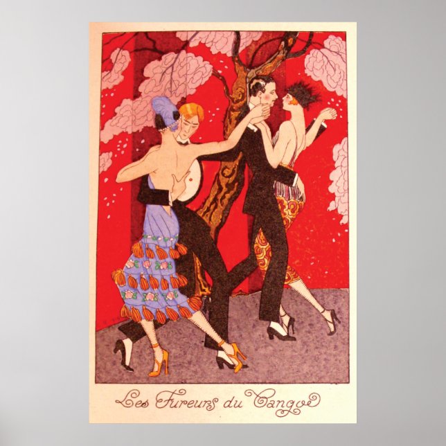 Póster Art Nouveau vintage ~ La furia del tango (Frente)